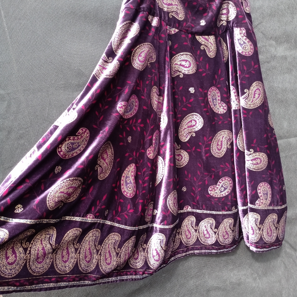 Soft Surroundings Purple Paisley Velvet Skirt